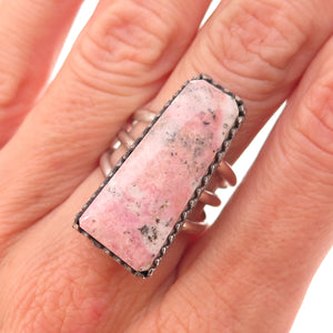 Pauline Nelson Navajo Old Pawn Sterling Silver Vintage Rhodonite Ring Size 7.25