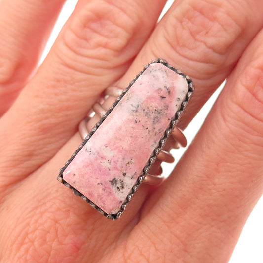 Pauline Nelson Navajo Old Pawn Sterling Silver Vintage Rhodonite Ring Size 7.25