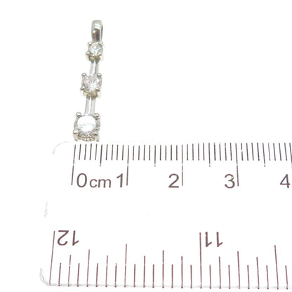 925 Sterling Silver Graduated Round-Cut C Z Bar Pendant