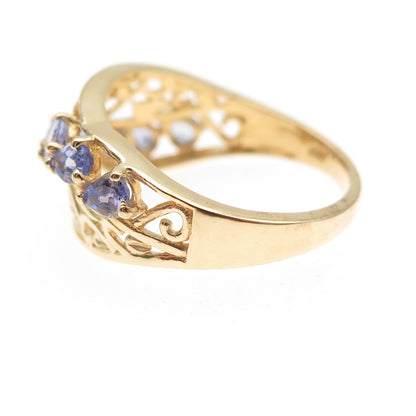 Chuck Clemency 925 Sterling Silver Gold Plated Real Tanzanite Ring Size 8.25