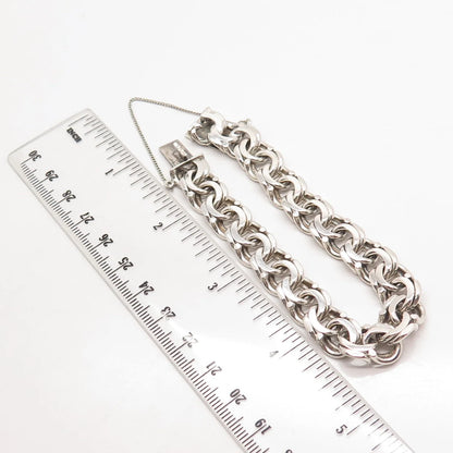925 Sterling Silver Vintage Double Rolo Link Bracelet 6.75"