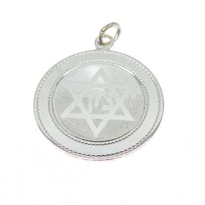 WELLS 925 Sterling Silver Vintage Star of David Round Pendant