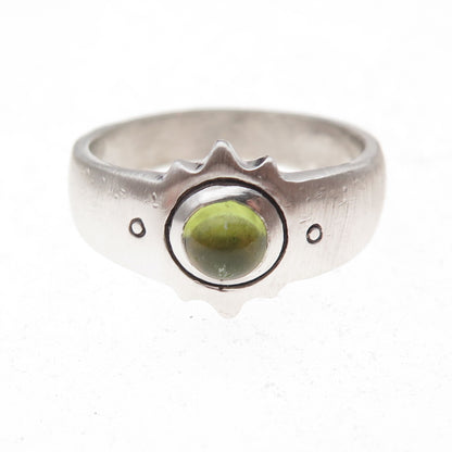 Lisa Jenks 925 Sterling Silver Vintage Real Peridot Modernist Ring Size 8.25