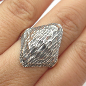 925 Sterling Silver Vintage Textured Modernist Ring Size 9.25