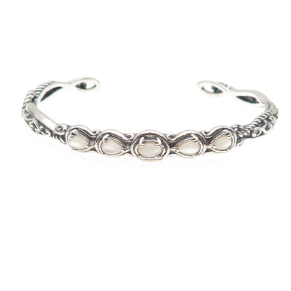 Carolyn Pollack 925 Sterling Silver Vintage Real MOP Adjustable Cuff Bracelet 7"