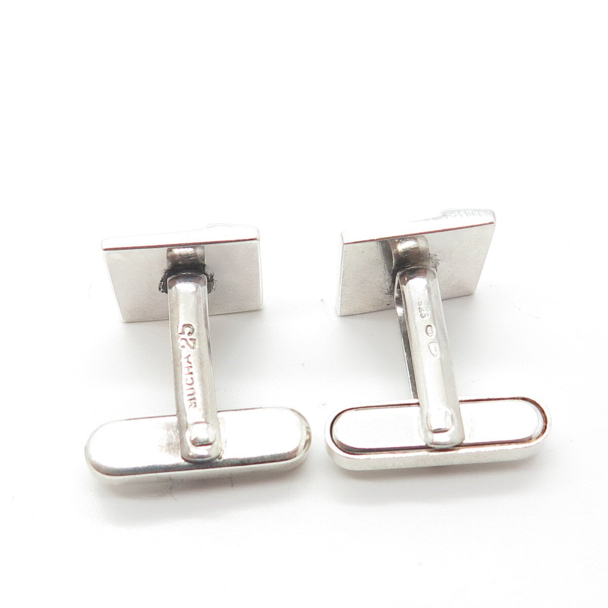 925 Sterling Silver VintageAlphonzo Mucha Real Black Onyx Square Cufflinks #25