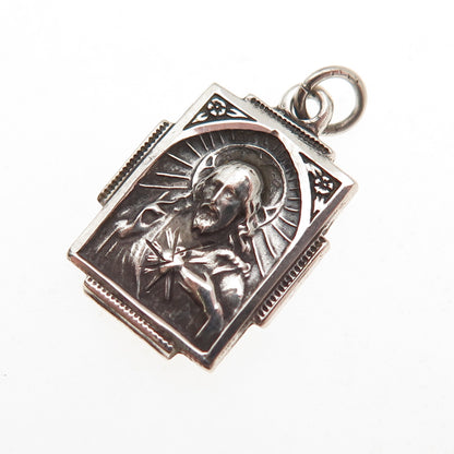925 Sterling Silver Antique Art Deco St. Mary & Jesus Mini Charm Pendant