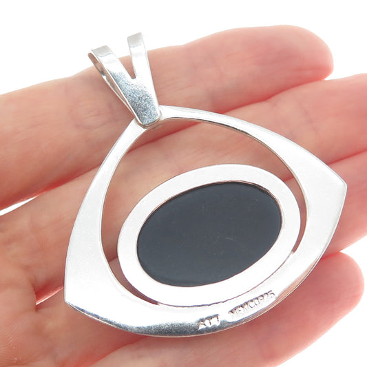 ATI ANNIKA WITT Sterling Silver Vintage Mexico Real Black Onyx Modernist Pendant