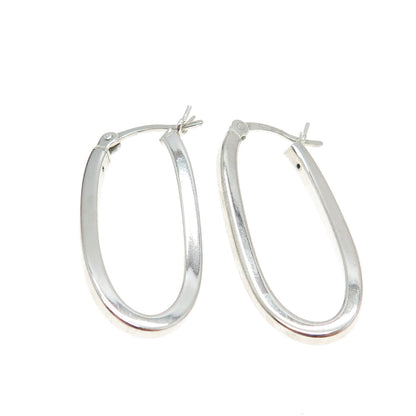 925 Sterling Silver Modernist Wavy Oval Hoop Earrings