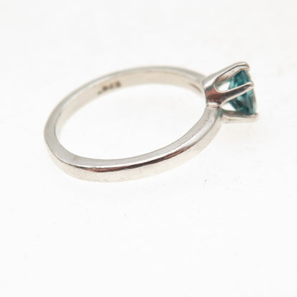 Tommy Long 925 Sterling Silver Vintage Real Oval-Cut Blue Spinel Ring Size 4.5
