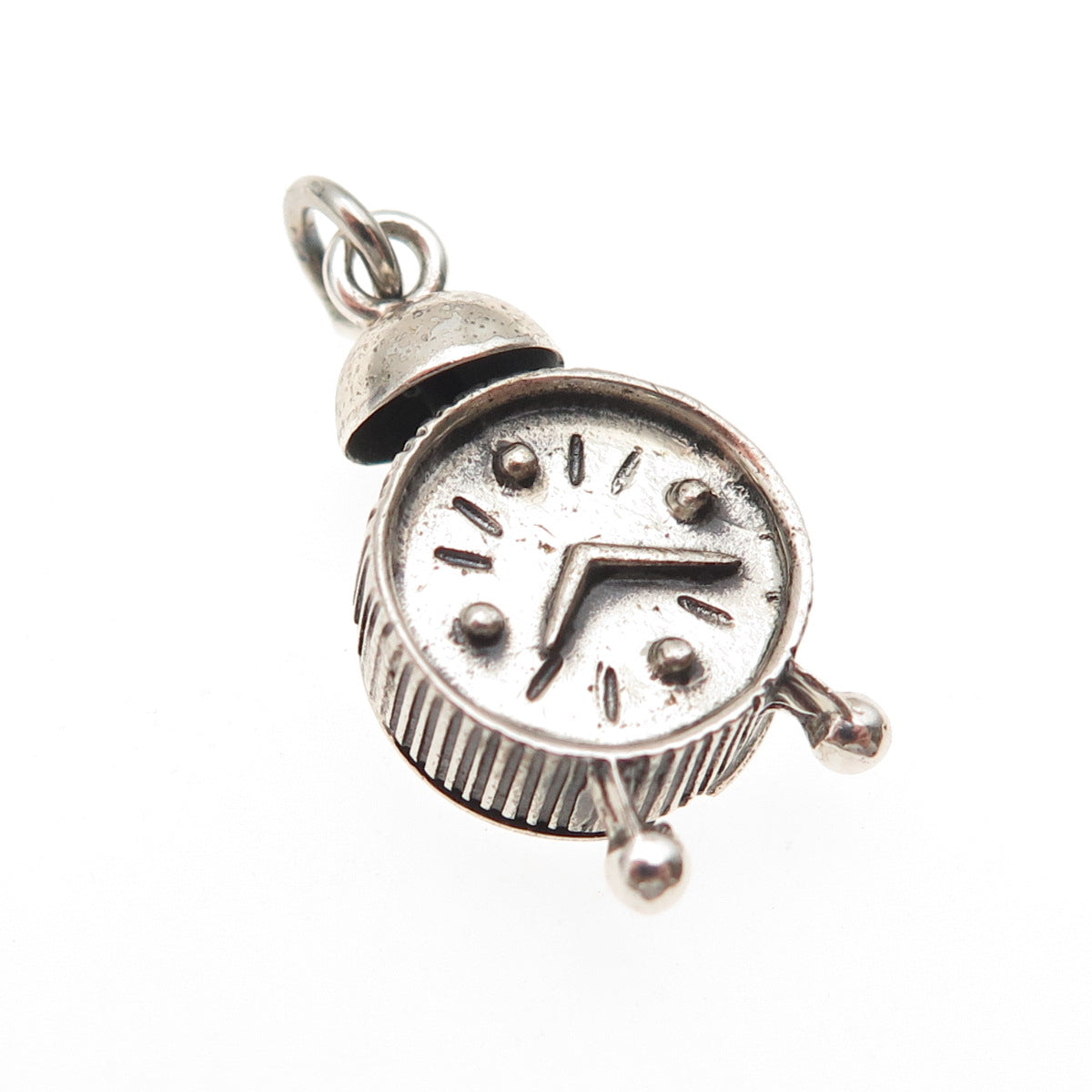 Danecraft 925 Sterling Silver Antique Art Deco Alarm Clock 3D Mini Charm Pendant
