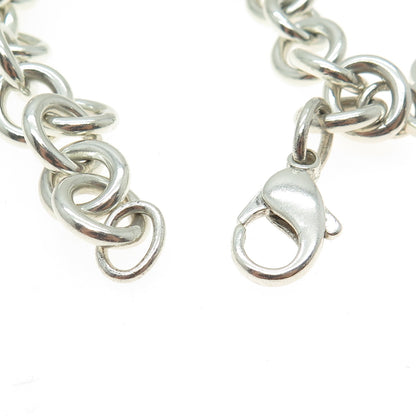 TIFFANY & CO. 925 Sterling Vintage Engraved Heart Tag Rolo Link Bracelet 7"