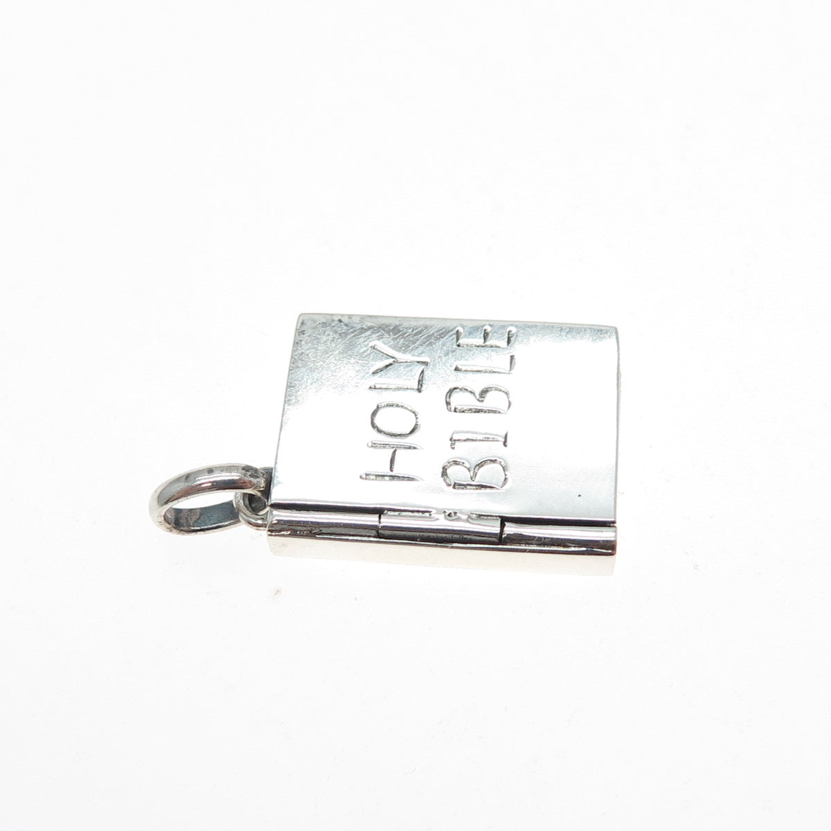 925 Sterling Silver Vintage Holy Bible Praying Box Locket Charm Pendant