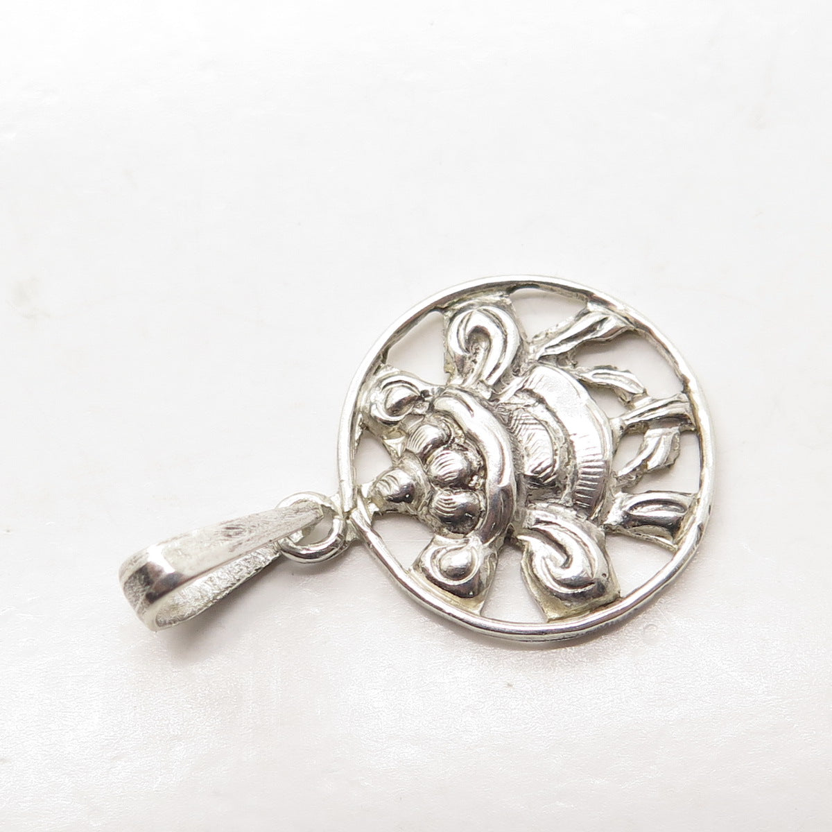 925 Sterling Silver Vintage Beetle Symbol Pendant