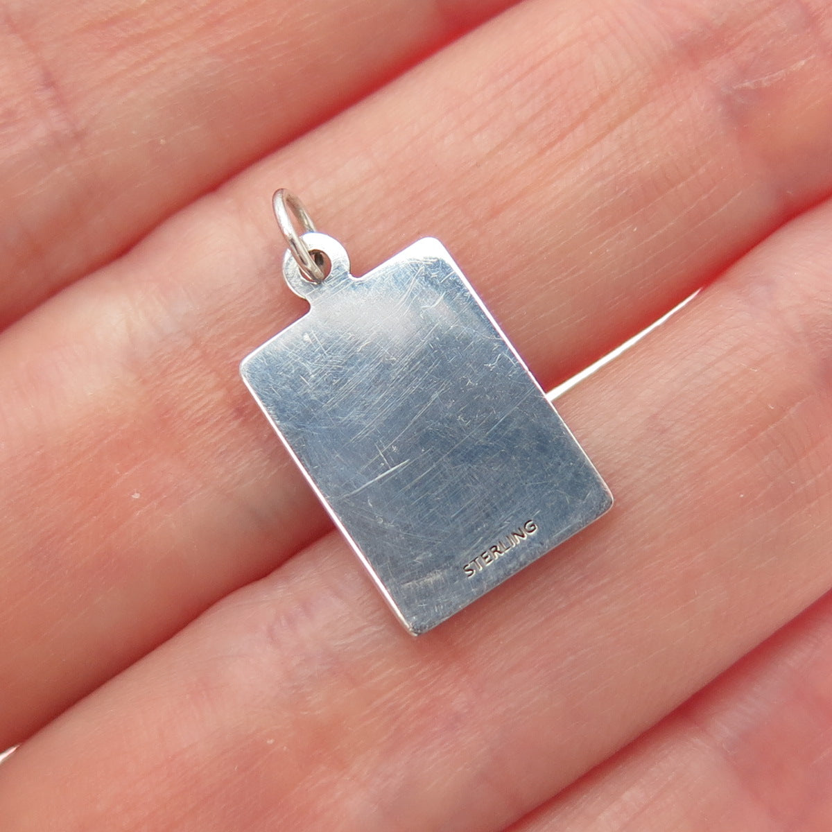 925 Sterling Silver Red Enamel Love Big Arrow Minimalist Charm Pendant