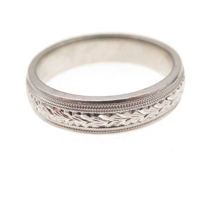 Tacori Platinum Floral Engraved Band Ring Size 9.5