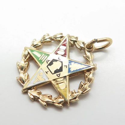 925 Sterling Silver Gold Plated Vintage Griffith & Sons Co Enamel Wreath Pendant