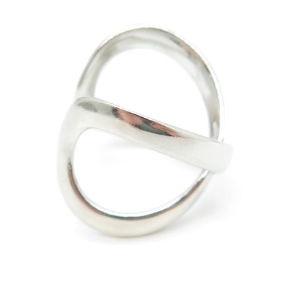 925 Sterling Silver Vintage Crossover Adjustable Ring Size 8.75