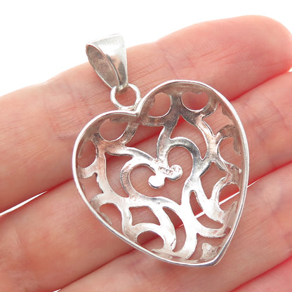 MILOR 925 Sterling Silver Vintage Italy Ornate Heart Charm Pendant