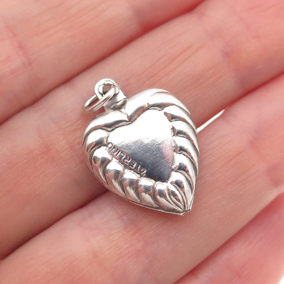 925 Sterling Silver Antique Art Deco Chatelaine Heart Mini Charm Pendant