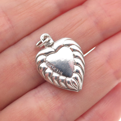925 Sterling Silver Antique Art Deco Chatelaine Heart Mini Charm Pendant