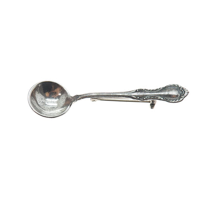 Fine Arts 925 Sterling Antique 1945 Southern Colonial Spices Spoon Pin Brooch