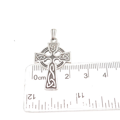 Thomas O'Connor 925 Sterling Vintage Dublin Celtic Cross Oxidized Charm Pendant