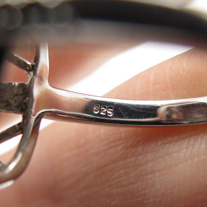 925 Sterling Silver Real Blue & White Topaz Ring Size 7