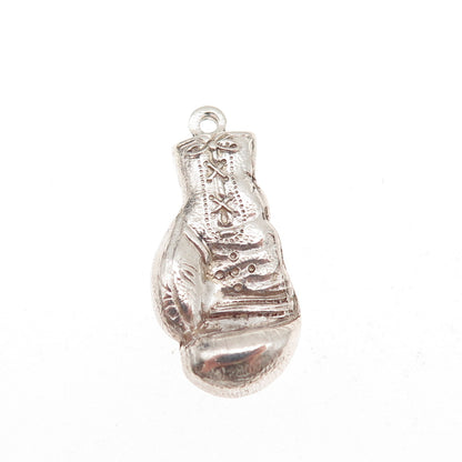 925 Sterling Silver Antique Art Deco Boxing Glove Oxidized 3D Charm Pendant