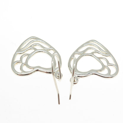 925 Sterling Silver Wavy Heart Dangling Earrings