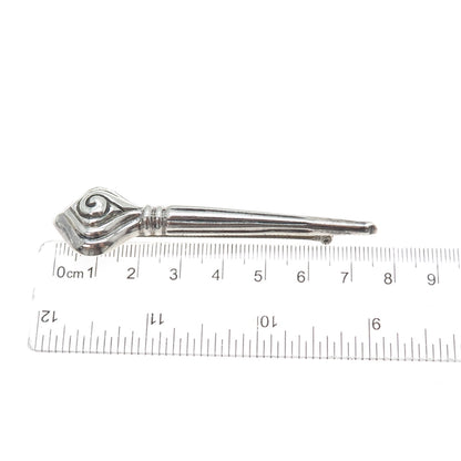 ZINA 925 Sterling Silver Vintage Torch Oxidized Pin Brooch