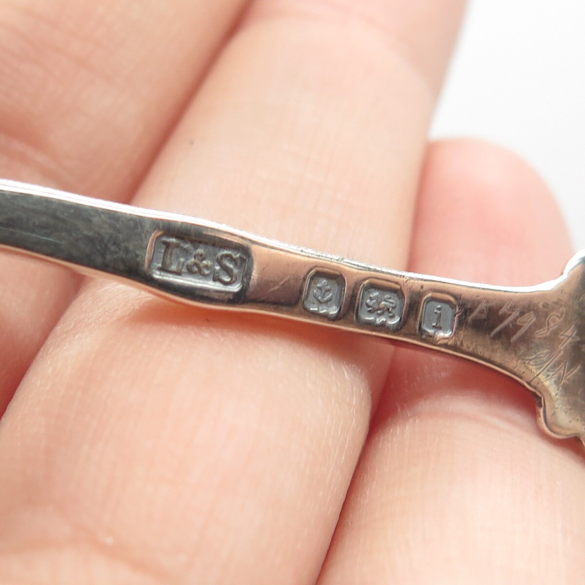 925 Sterling Silver Antique Birmingham 1908 Levi & Salaman Enamel Spoon