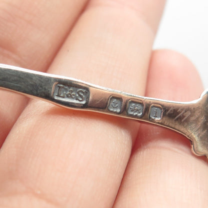 925 Sterling Silver Antique Birmingham 1908 Levi & Salaman Enamel Spoon