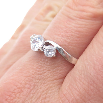 CHARLES WINSTON 925 Sterling Silver Round-Cut C Z Engagement Ring Size 8.25