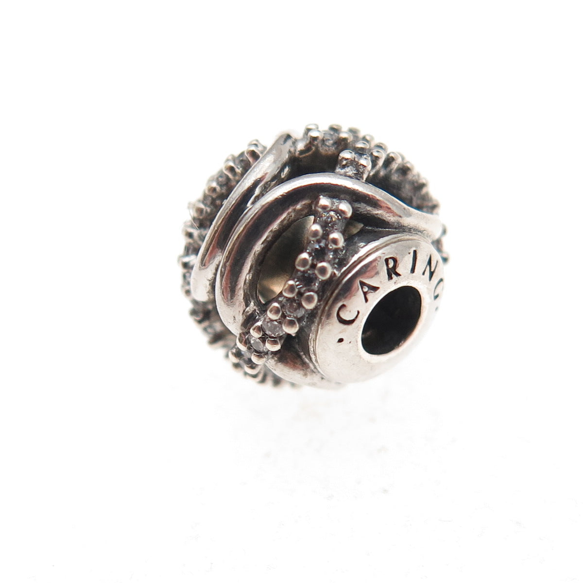 Pandora 925 Sterling Silver C Z Essence Caring Slide Bead Charm