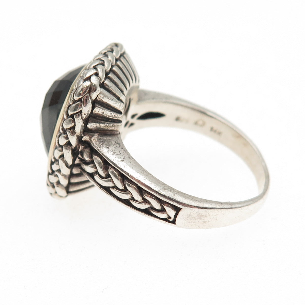 Dasan 925 Sterling Silver 14K Gold Vintage Real Black Onyx Oxidized Ring Size 10