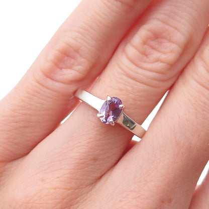 CNA Pranda 925 Sterling Silver Vintage Real Oval-Cut Amethyst Ring Size 5.25