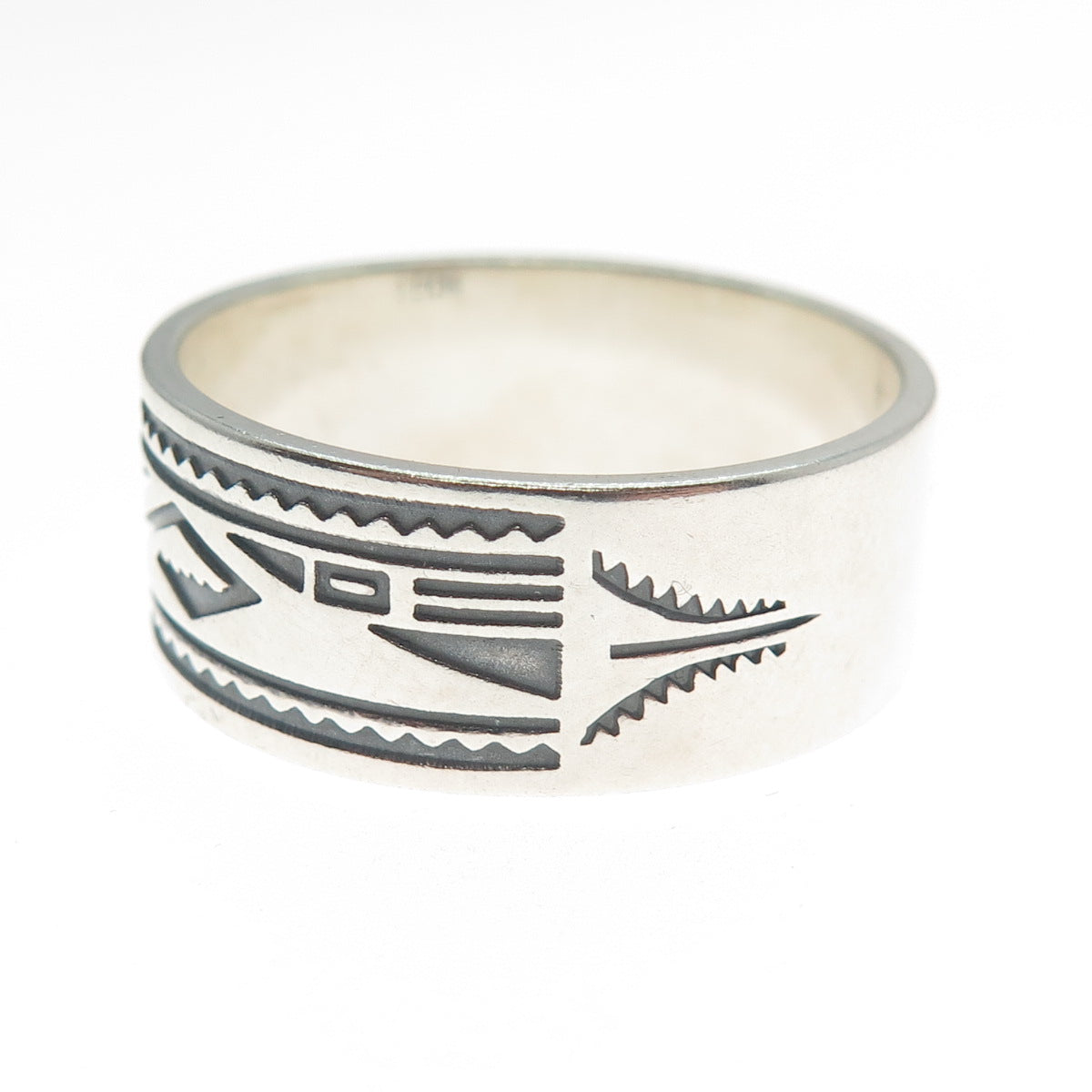 THE SILVER MESA Old Pawn 925 Sterling Silver Vintage Tribal Band Ring Size 12