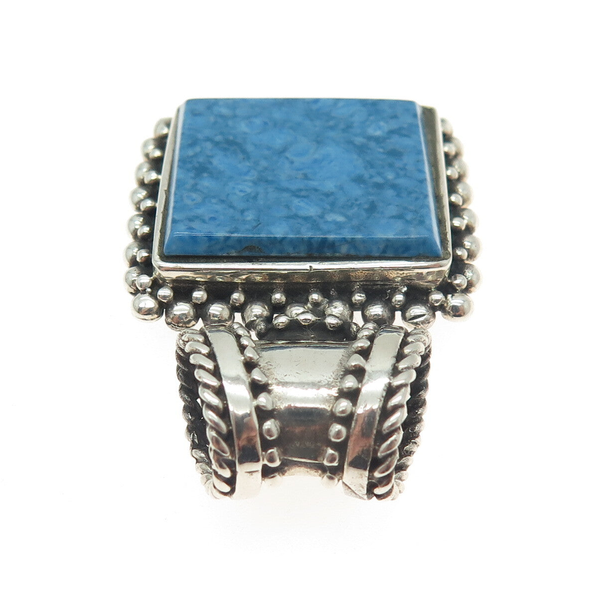 925 Sterling Silver Vintage Real Turquoise Granulated Pendant