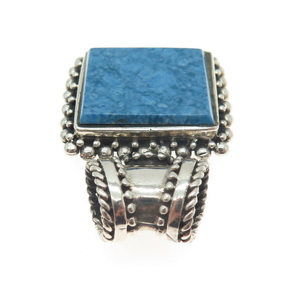 925 Sterling Silver Vintage Real Turquoise Granulated Pendant