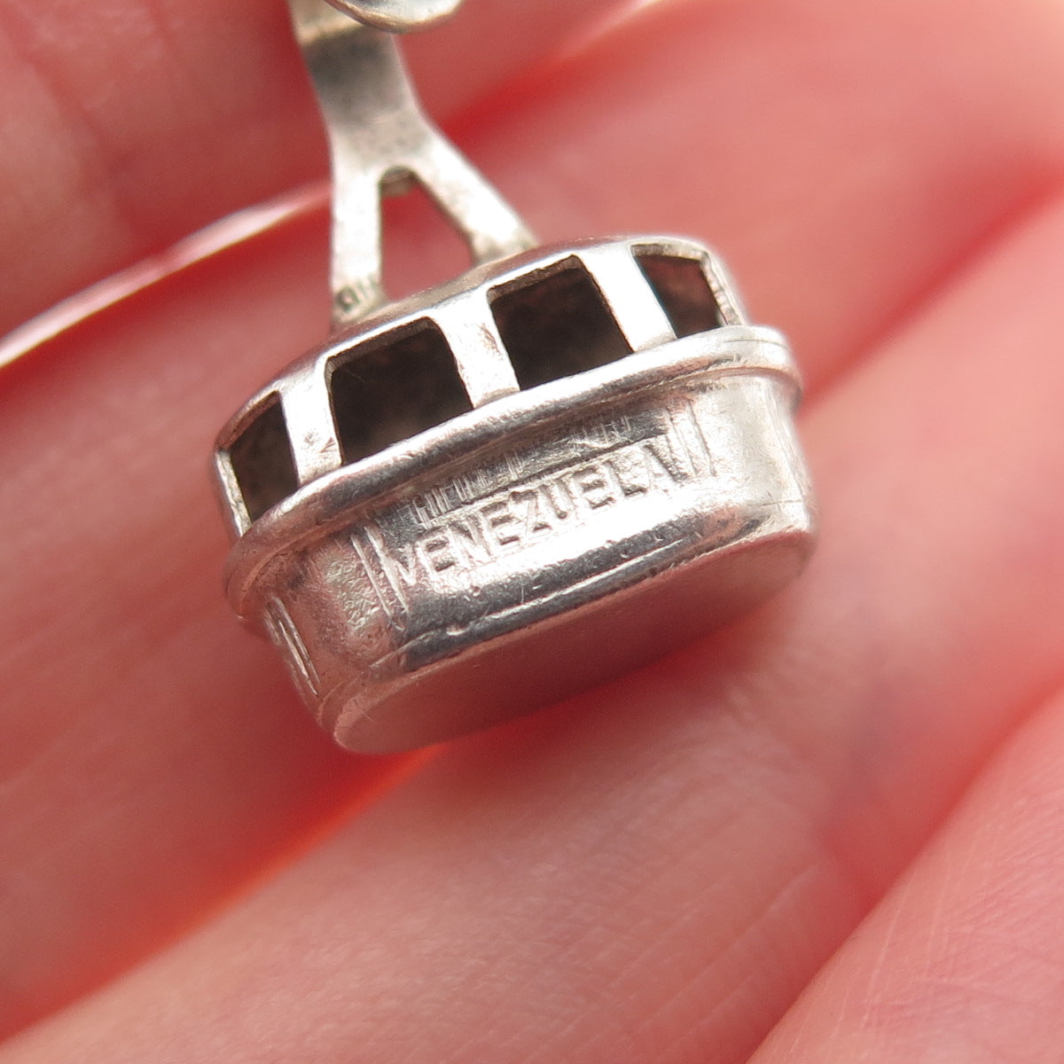 925 Sterling Silver Vintage Caracas Gondola 3D Mini Charm Pendant