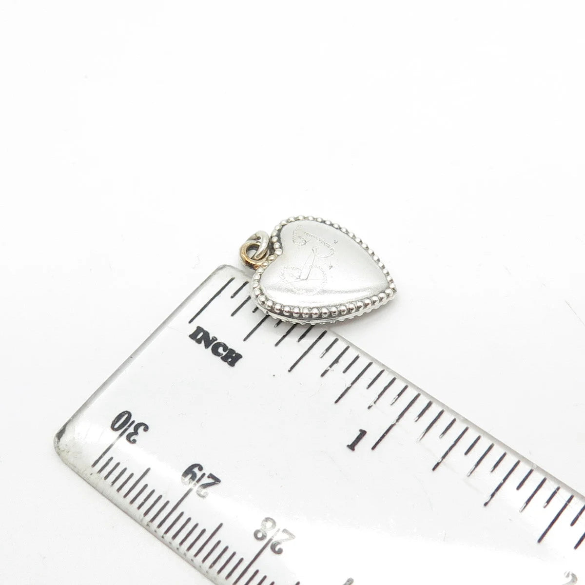 925 Sterling Silver Antique Puffy Heart Beaded Charm Pendant