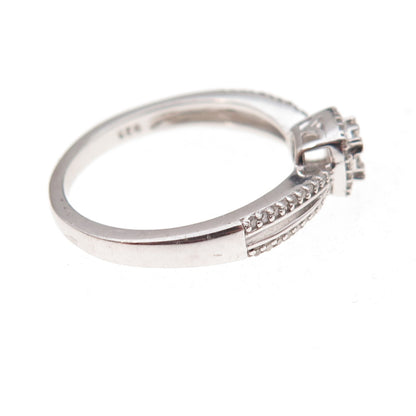 Sun 925 Sterling Silver Real Round-Cut Diamond Engagement Ring Size 7