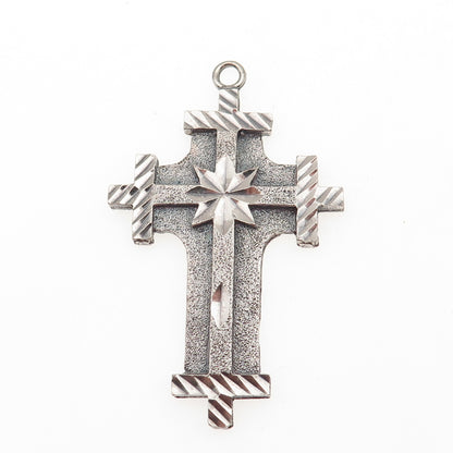 One of A Kind 925 Sterling Silver Vintage Cross Oxidized Charm Pendant