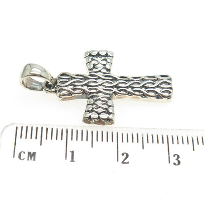 925 Sterling Silver Vintage Kali Woven Cross Pendant