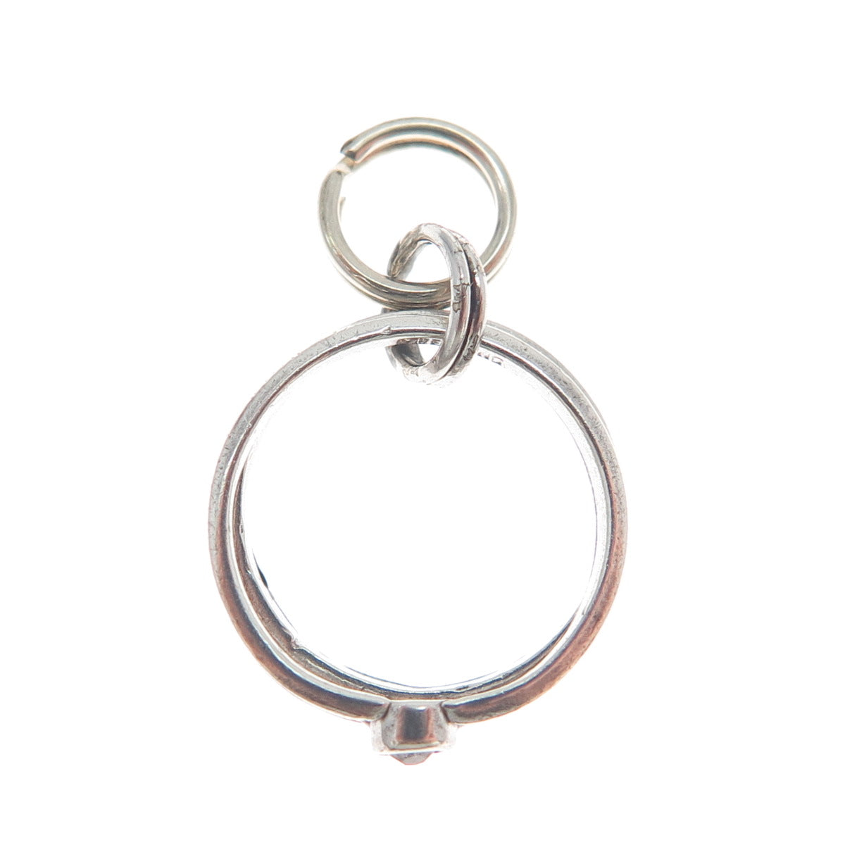 925 Sterling Silver Vintage Rhinestone SET of 2 Wedding Bands Minimalist Pendant