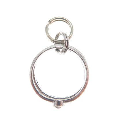 925 Sterling Silver Vintage Rhinestone SET of 2 Wedding Bands Minimalist Pendant