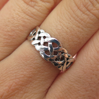 925 Sterling Silver Vintage Celtic Knot Ring Size 7.5