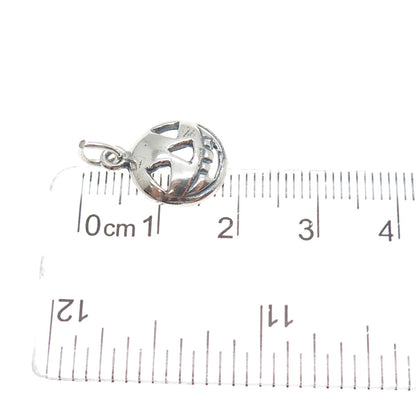 925 Sterling Silver Vintage Halloween Pumpkin Mask Minimalist Charm Pendant