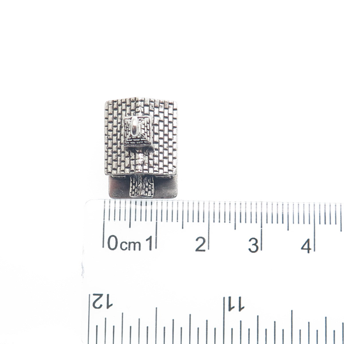 925 Sterling Silver Antique Art Deco Old Church Minimalist 3D Charm Pendant